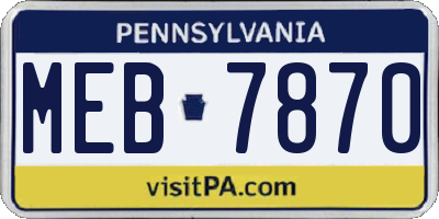 PA license plate MEB7870