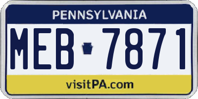 PA license plate MEB7871