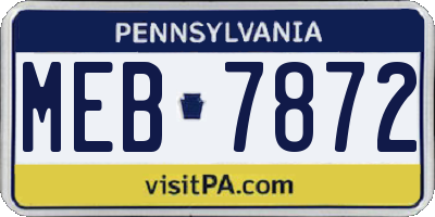 PA license plate MEB7872