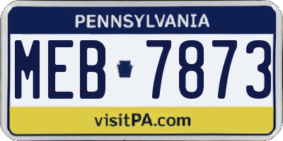 PA license plate MEB7873