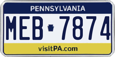 PA license plate MEB7874