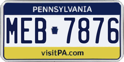 PA license plate MEB7876