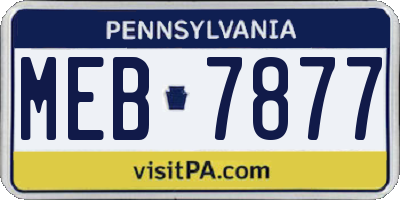 PA license plate MEB7877