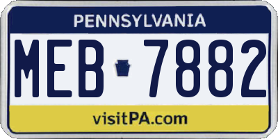 PA license plate MEB7882
