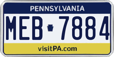 PA license plate MEB7884
