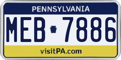 PA license plate MEB7886