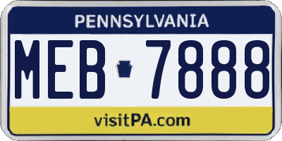 PA license plate MEB7888