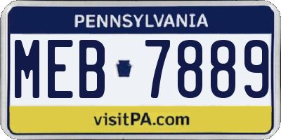 PA license plate MEB7889