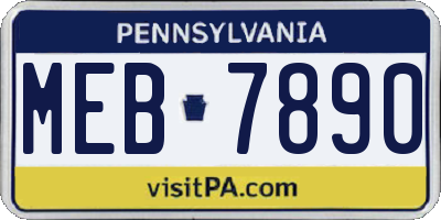 PA license plate MEB7890