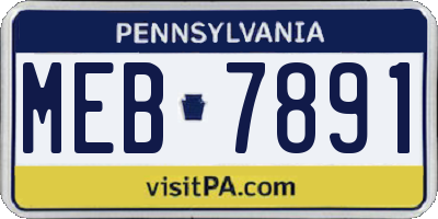 PA license plate MEB7891