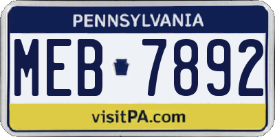 PA license plate MEB7892