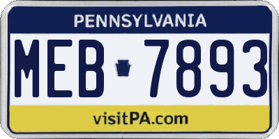 PA license plate MEB7893