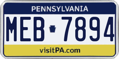 PA license plate MEB7894
