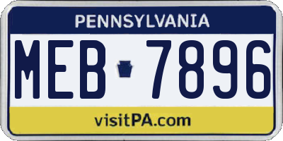 PA license plate MEB7896