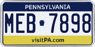 PA license plate MEB7898