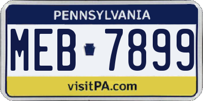 PA license plate MEB7899