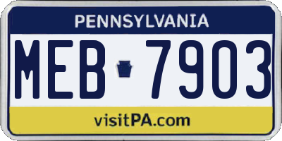 PA license plate MEB7903