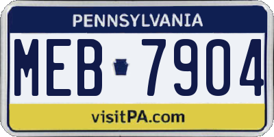 PA license plate MEB7904