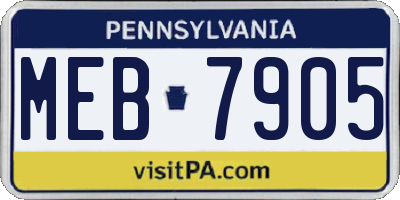 PA license plate MEB7905