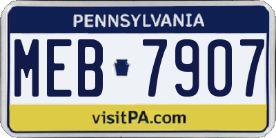 PA license plate MEB7907