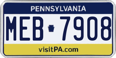 PA license plate MEB7908