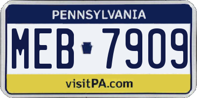 PA license plate MEB7909