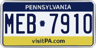 PA license plate MEB7910