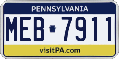 PA license plate MEB7911