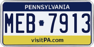 PA license plate MEB7913