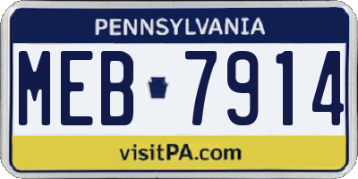 PA license plate MEB7914