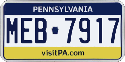 PA license plate MEB7917