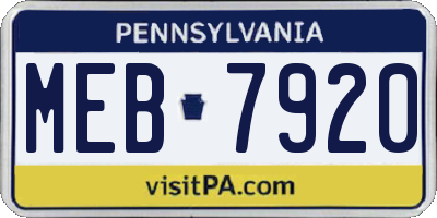 PA license plate MEB7920