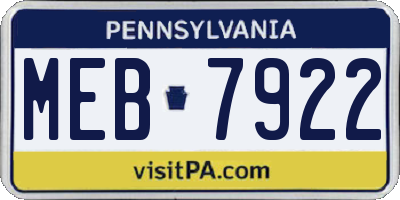 PA license plate MEB7922
