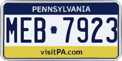 PA license plate MEB7923