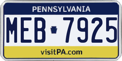 PA license plate MEB7925