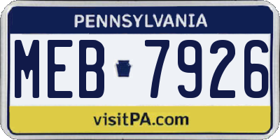 PA license plate MEB7926