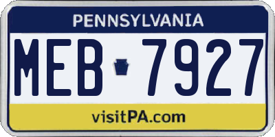 PA license plate MEB7927
