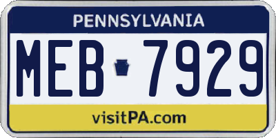 PA license plate MEB7929