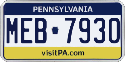 PA license plate MEB7930