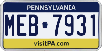 PA license plate MEB7931