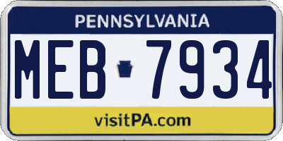 PA license plate MEB7934