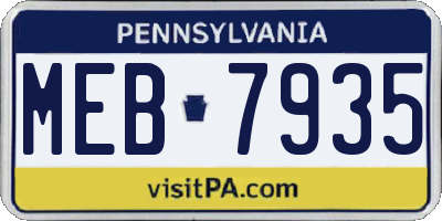 PA license plate MEB7935