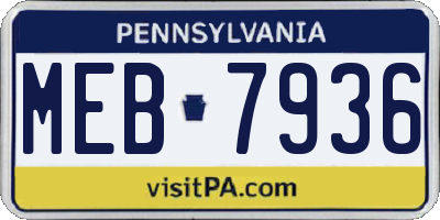 PA license plate MEB7936