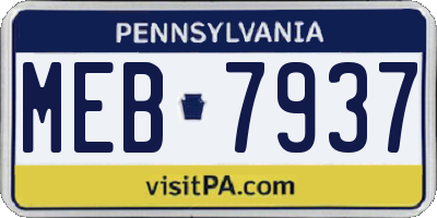 PA license plate MEB7937