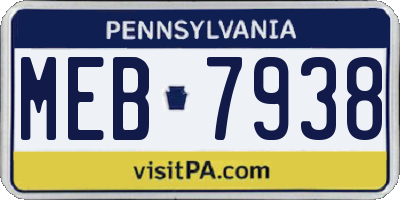 PA license plate MEB7938