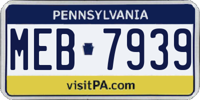 PA license plate MEB7939