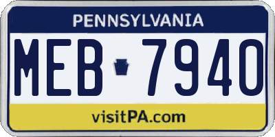PA license plate MEB7940