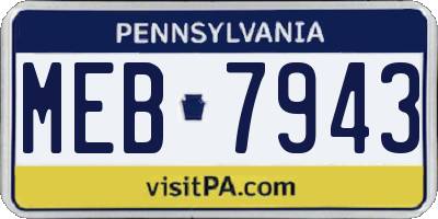 PA license plate MEB7943