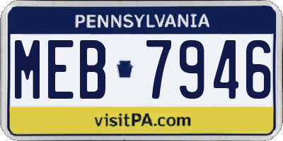 PA license plate MEB7946
