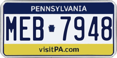 PA license plate MEB7948